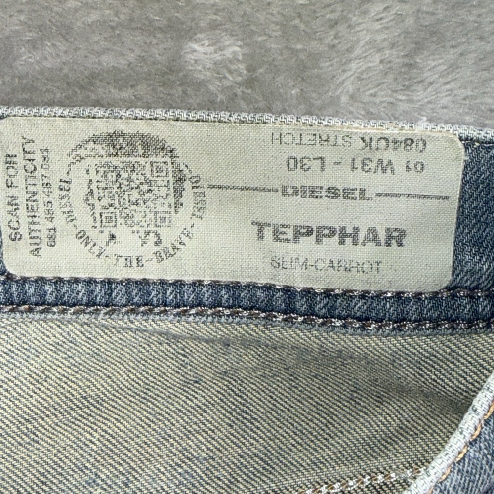Diesel Jeans Tepphar Slim Carrot Fit Men's 31x30 Button Fly Blue Distressed - Picture 8 of 16